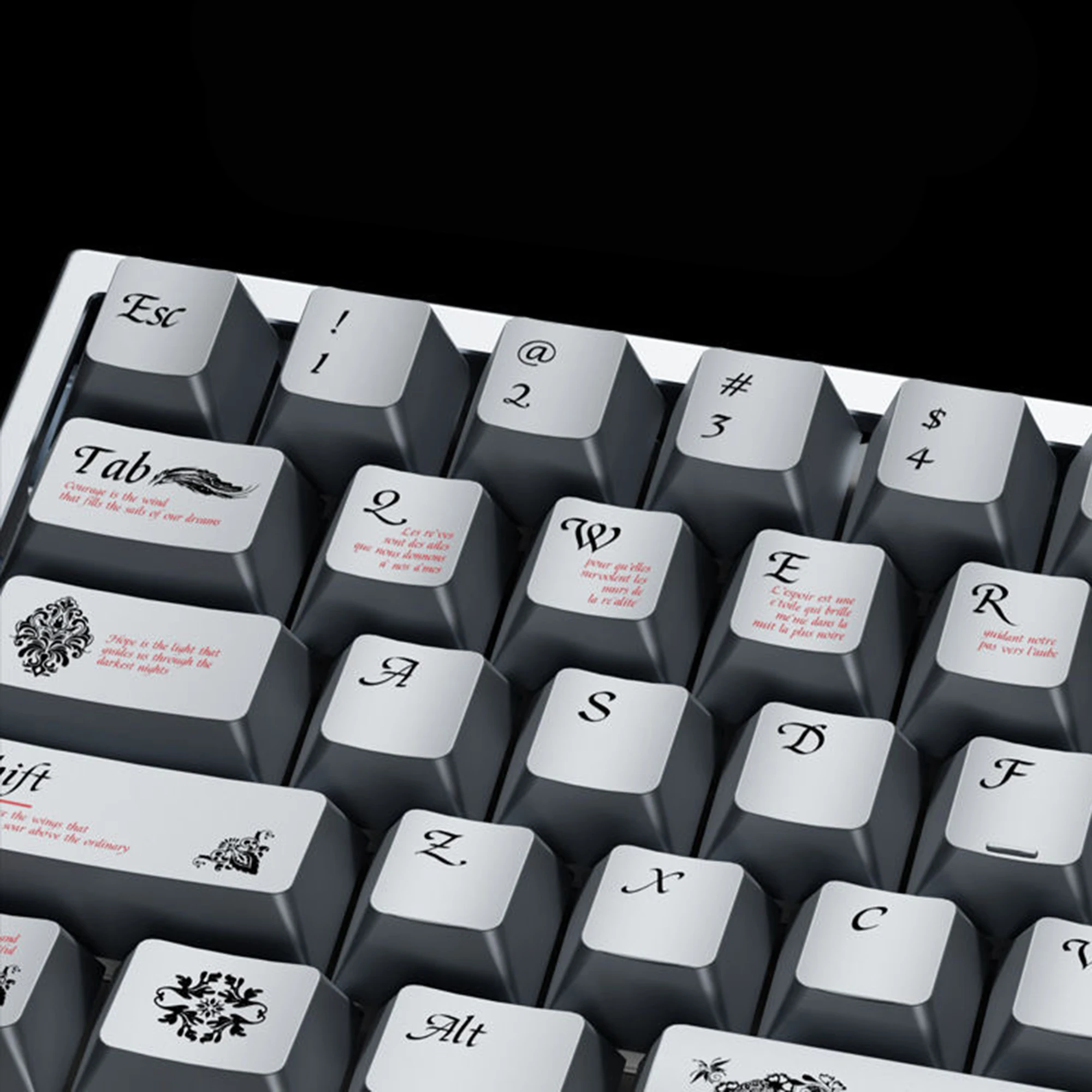 126 keys Key of Time Theme Cherry Profile Metal Texture UV Print Keycaps for 61/75/87/96/100/104/108 MX Mechanical Keyboard