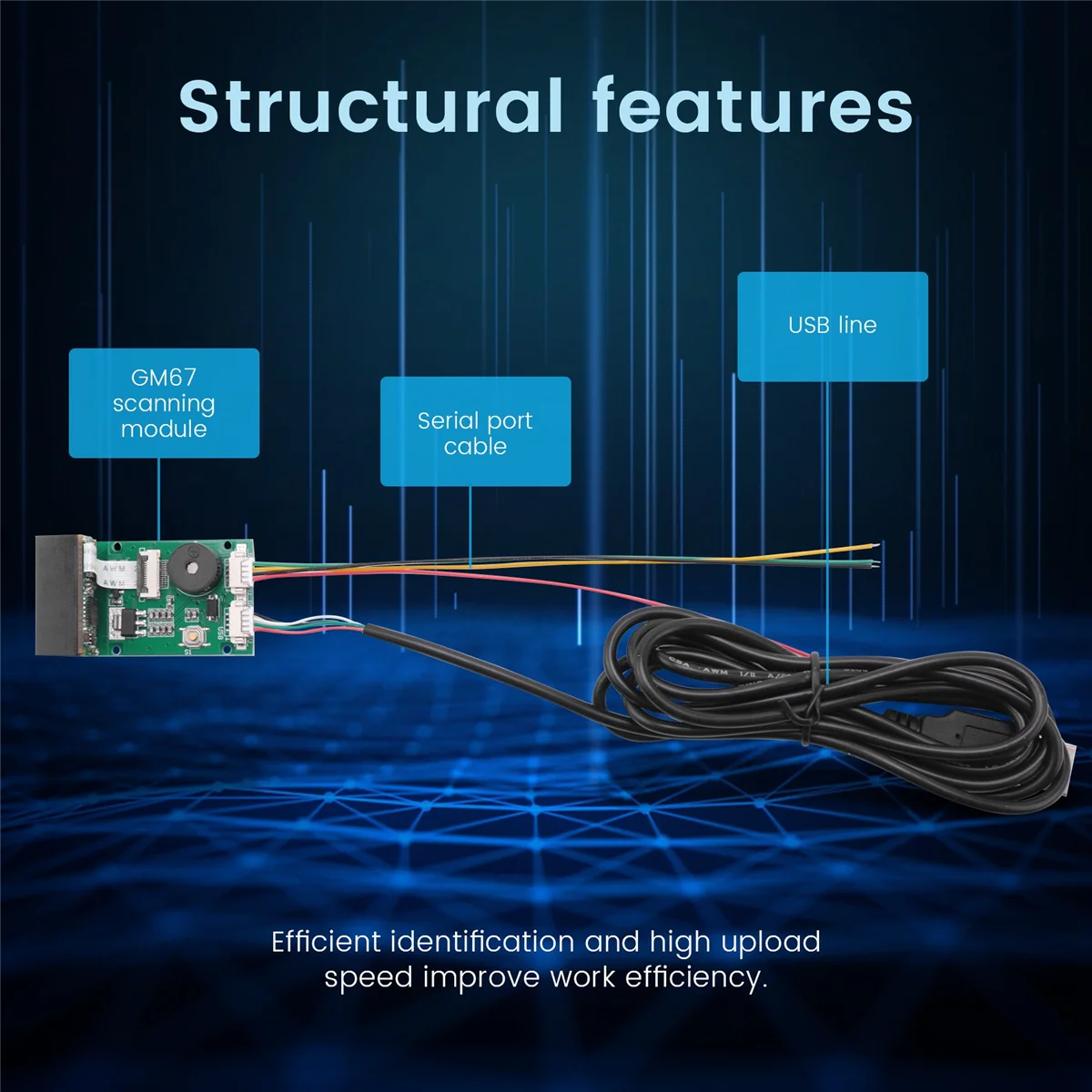ماسح الباركود USB UART ، قارئ وحدة ماسح رمز QR ، GM67 ، 1D ، 2D