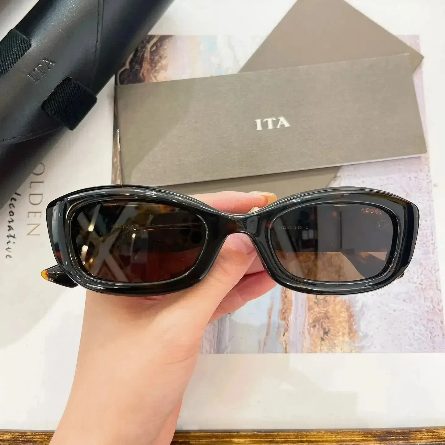 

Original ADITA AEOVA DTS729-A UV400 Driving Anti-Glare Men Sunglasses Premium Tortoise Acetate Frame Retro Women Couple Eyewear
