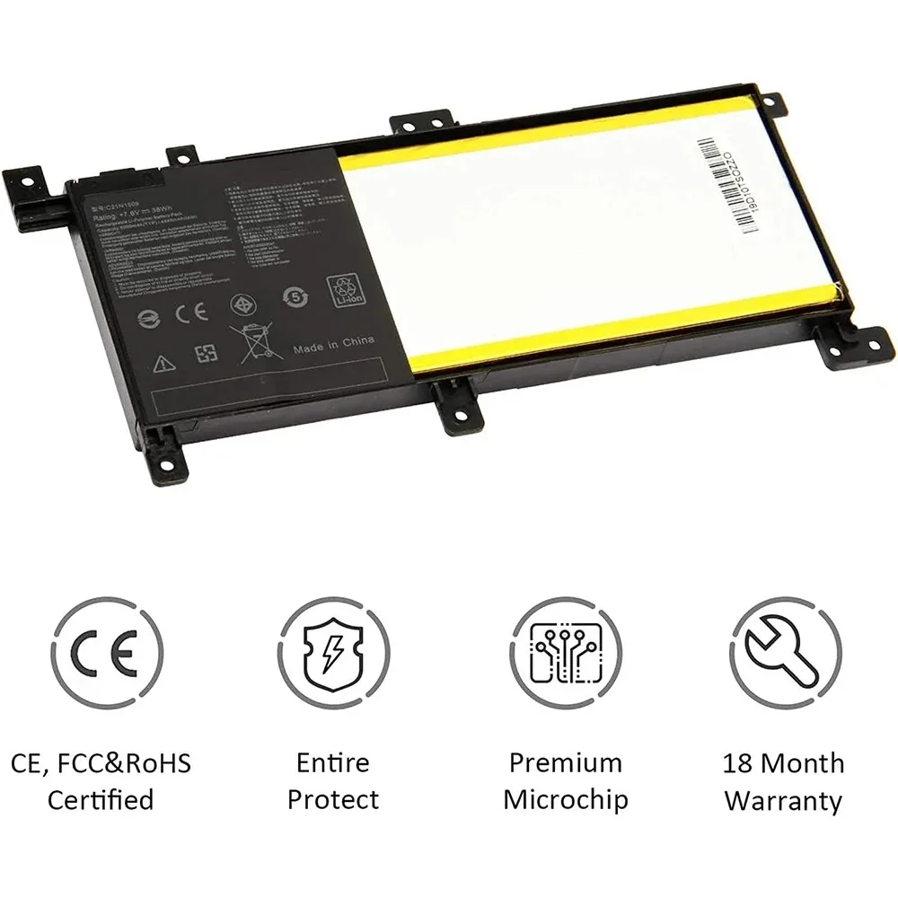 C21N1509 Laptop Battery Replacement for Asus Vivobook X556UA X556UB X556UF X556UJ X556UQ X556UQK X556UR X556UV K556U K556UA K6UB