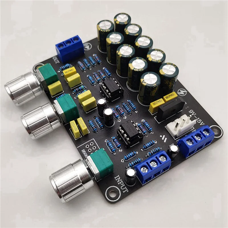 A25P 2X Dual NE5532 Tone Preamp Board Audio Treble Bass Adjustment Equalizer Preamplifier Tone Control Preamplifier