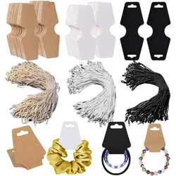 100pcs Folding Hang Tag Cardboard Hanging Rope Ornaments Accessories Storage Hair Rope Bracelet Packaging Card Sewing TMZ