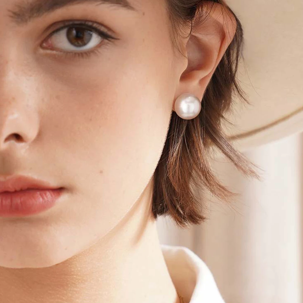 

Big Pearl Earrings Classic Faux Round Large Simulated Pearl Studs for Women Hypoallergenic to Sensitive Ears