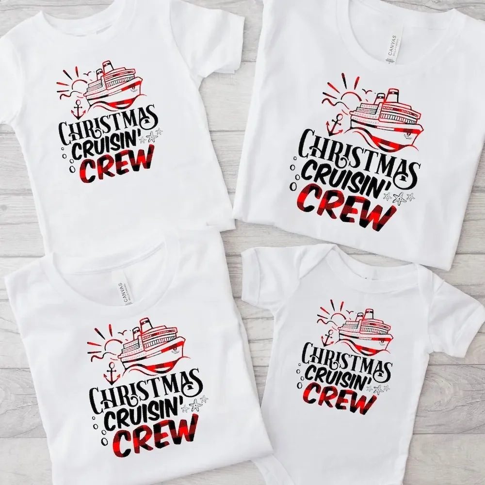 Christmas Cruisin' Crew T Shirt Cruise Ship Vacation Xmas Matching Family