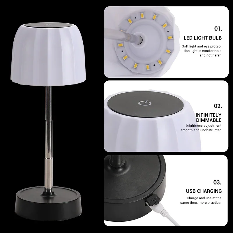 Rechargeable LED Night Light Simple Telescopic Table Lamp Wireless Touch Desktop Decorative Light LED Room Atmosphere Light