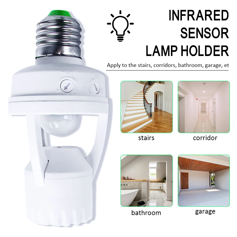 Lâmpada LED de indução humana com sensor de movimento, lâmpada noturna, interruptor automático, luz de controle inteligente, 360 graus