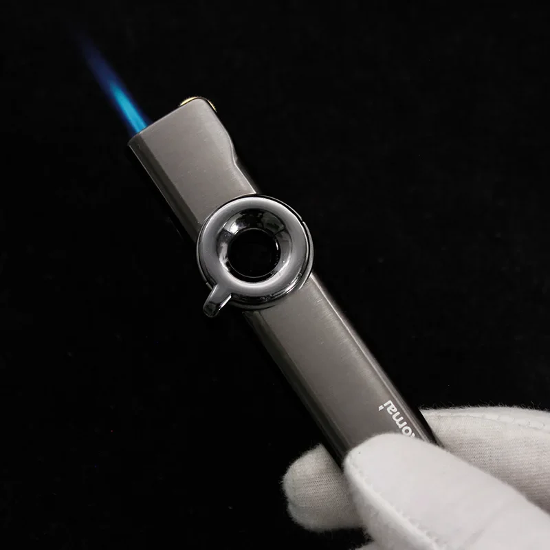 Small Turbine Windproof Direct Charge Butane Gas Blue Flame High Power Metal Lighter Outdoor Barbecue Kitchen Lighter Men\'s Gift