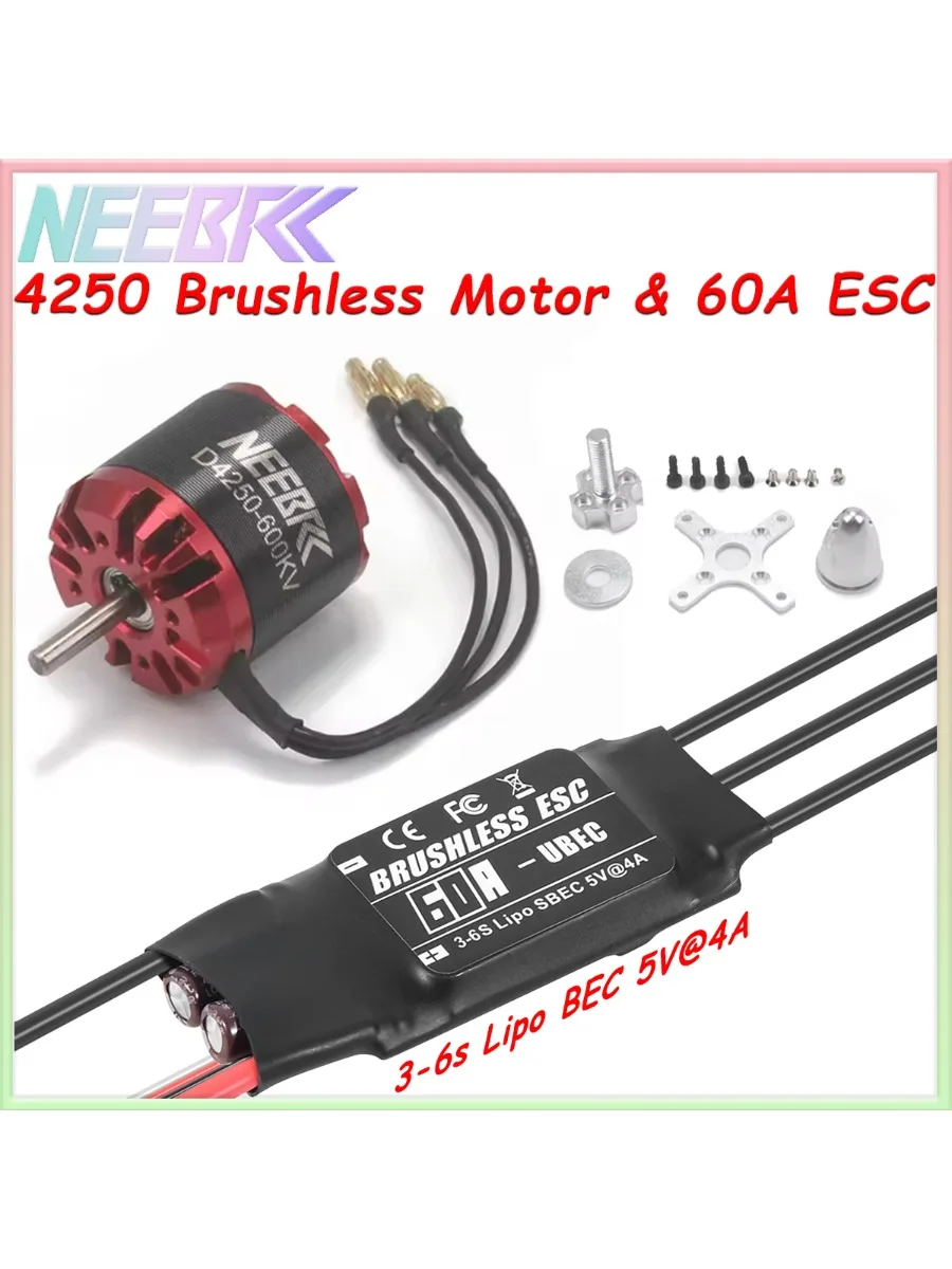 NEEBRC D4250 800KV 600KV Brushless Motor 3-6S 60A ESC 5V 4A BEC für RC Multicopter Quadcopter Starrflügler FPV Drohne Flugzeugteil