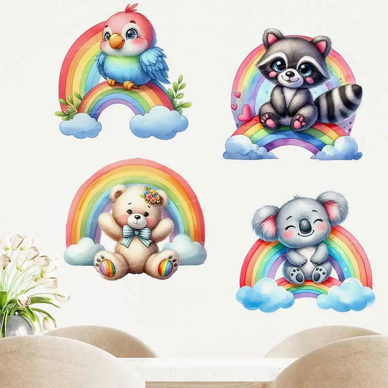 

Rainbow Animals Wall Sticker Bathroom Toilet Decor Living Room Cabinet Refrigerator Home Decoration Decals Stickers S732