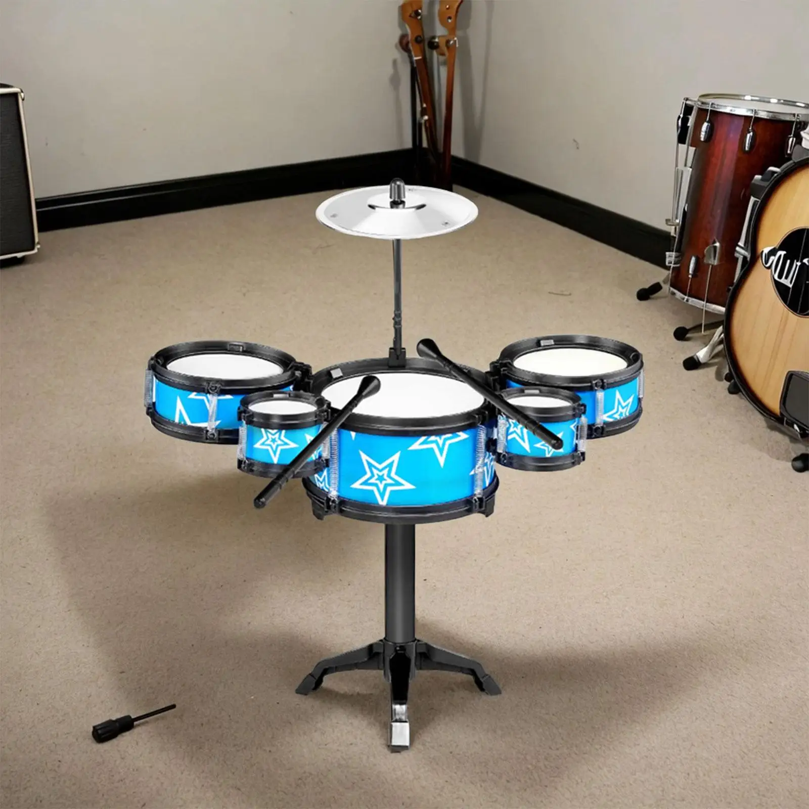 Kids Drum Set ABS Material Percussion Instrument Drumsticks Drum Accessories for Preschool Learning