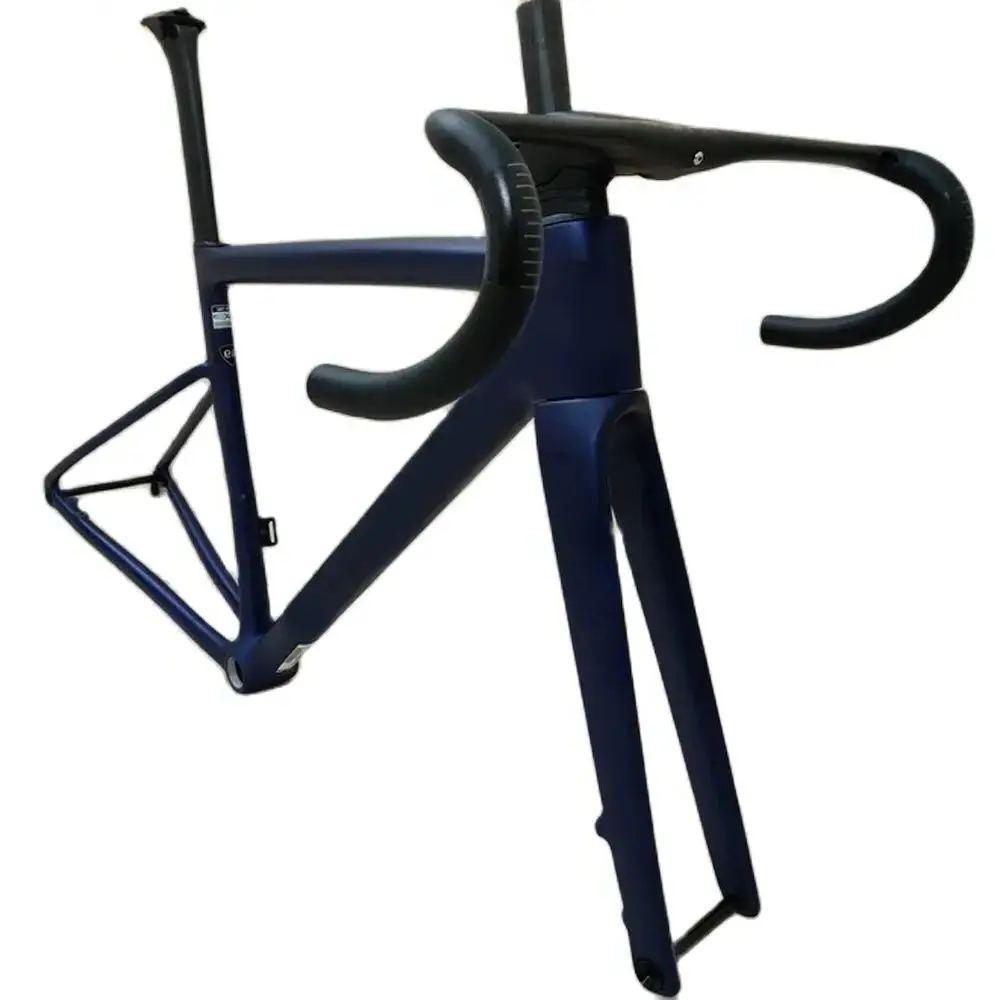 

New 2024 Carbon Road Bicycle Frame with Handlebar, T1100 UD Disc Brake, Fit for Max 32C Tires