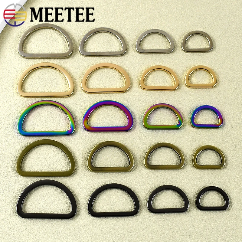 50Pcs Metal D Ring Buckles for Bag Strap Belt Loops Handbag Webbing Clasp Connector Leather Craft Hooks DIY Sewing Accessories