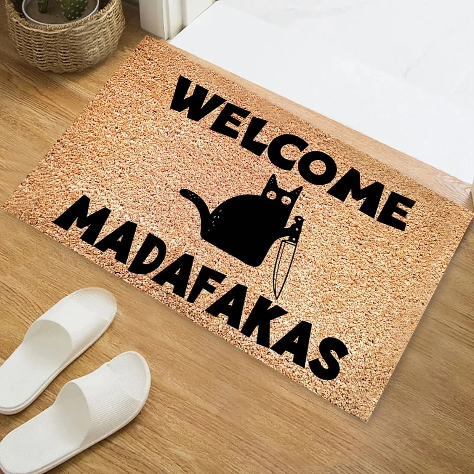 Dark Cat Welcome Madafakas Full Print Doormat Fun Doormat Home Decor Kitchen Bathroom Decor Give People Fun Gifts Fast Shipping