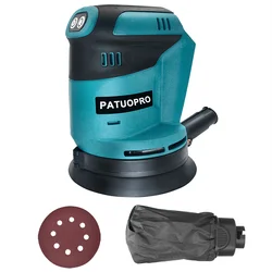 PATUOPRO Cordless Random Orbital Sander Electric Polisher Wood Polishing Grinding Power Tool For Makita 18V Battery(No Battery)