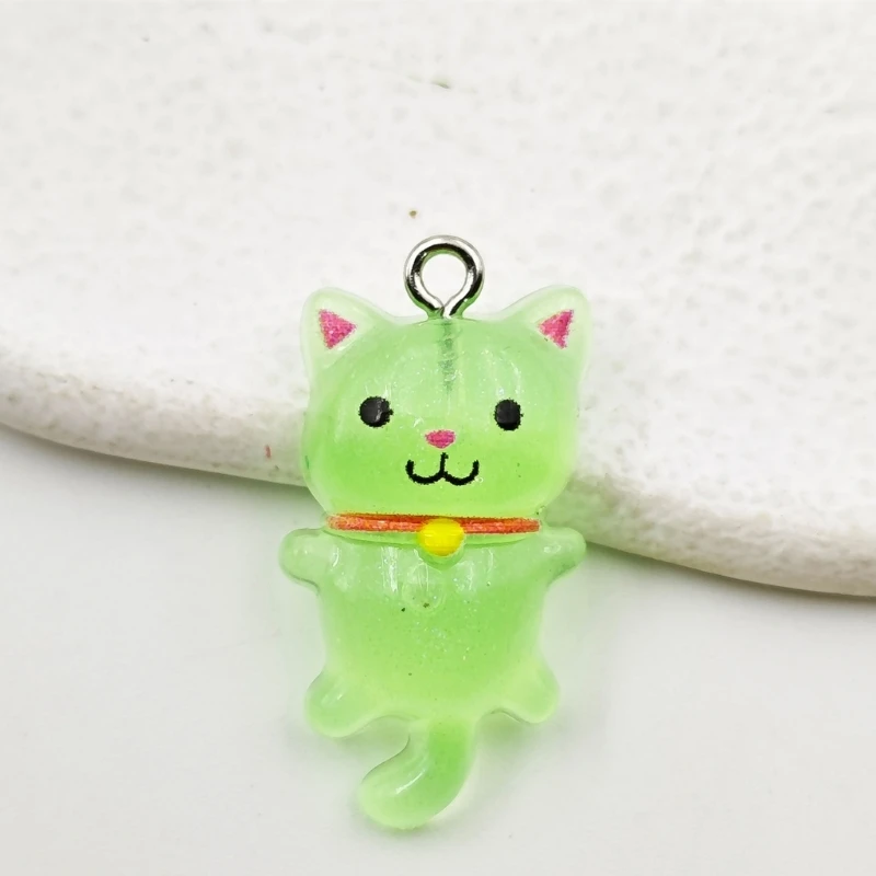 Pack of 10 Resin Cats Pendants Elegant Resin Feline Pendants for Unique Jewelry Making Endeavors