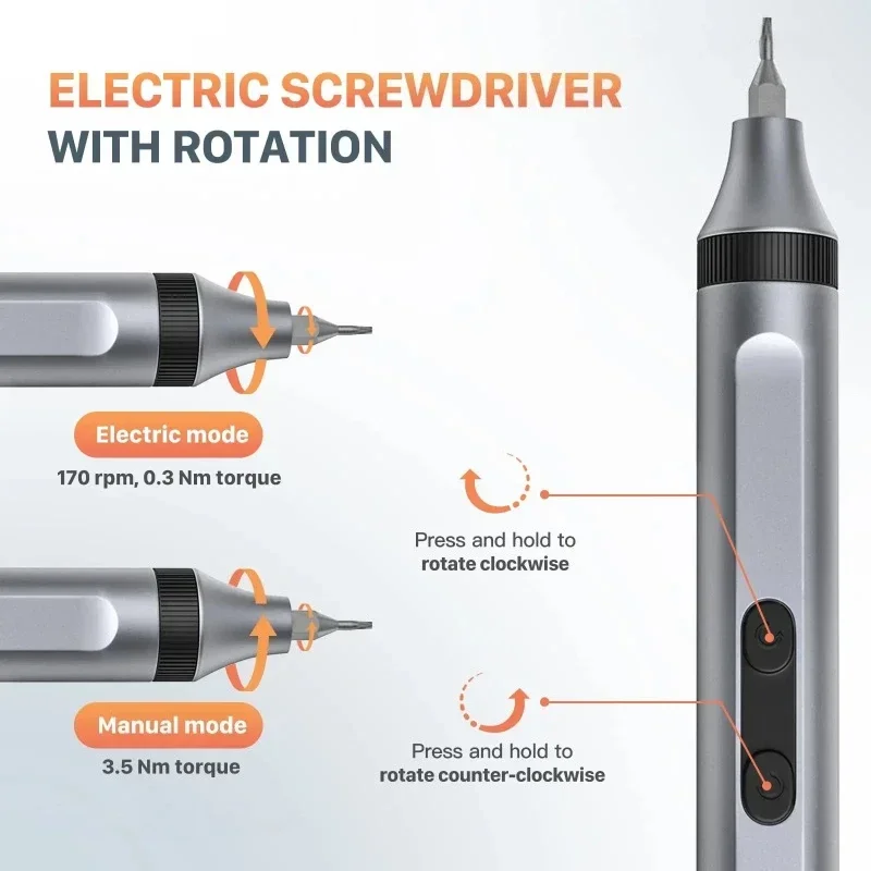 Electric Screwdriver Set 50Pcs In 1 Precision Power Screwdriver Magnetic S2 Bits Type-C Quick Charging Repair Tool Set