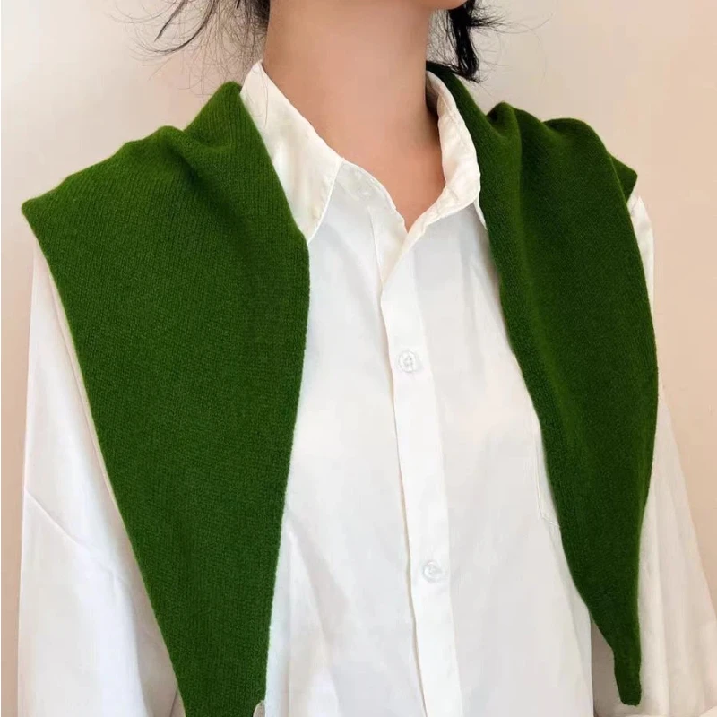 

Британский корейский стиль, нишевый шерстяной вязаный треугольный шарф, женский платок, вязаный шарф, многофункциональный теплый вязаный шарф