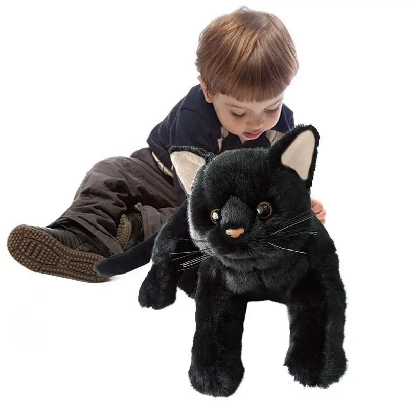 Black Cat Plush Toy Stuffed Animal Black Kitten Doll Pillow Boys Girls Soft Toys Children Birthday Gifts Cute Plush Toy