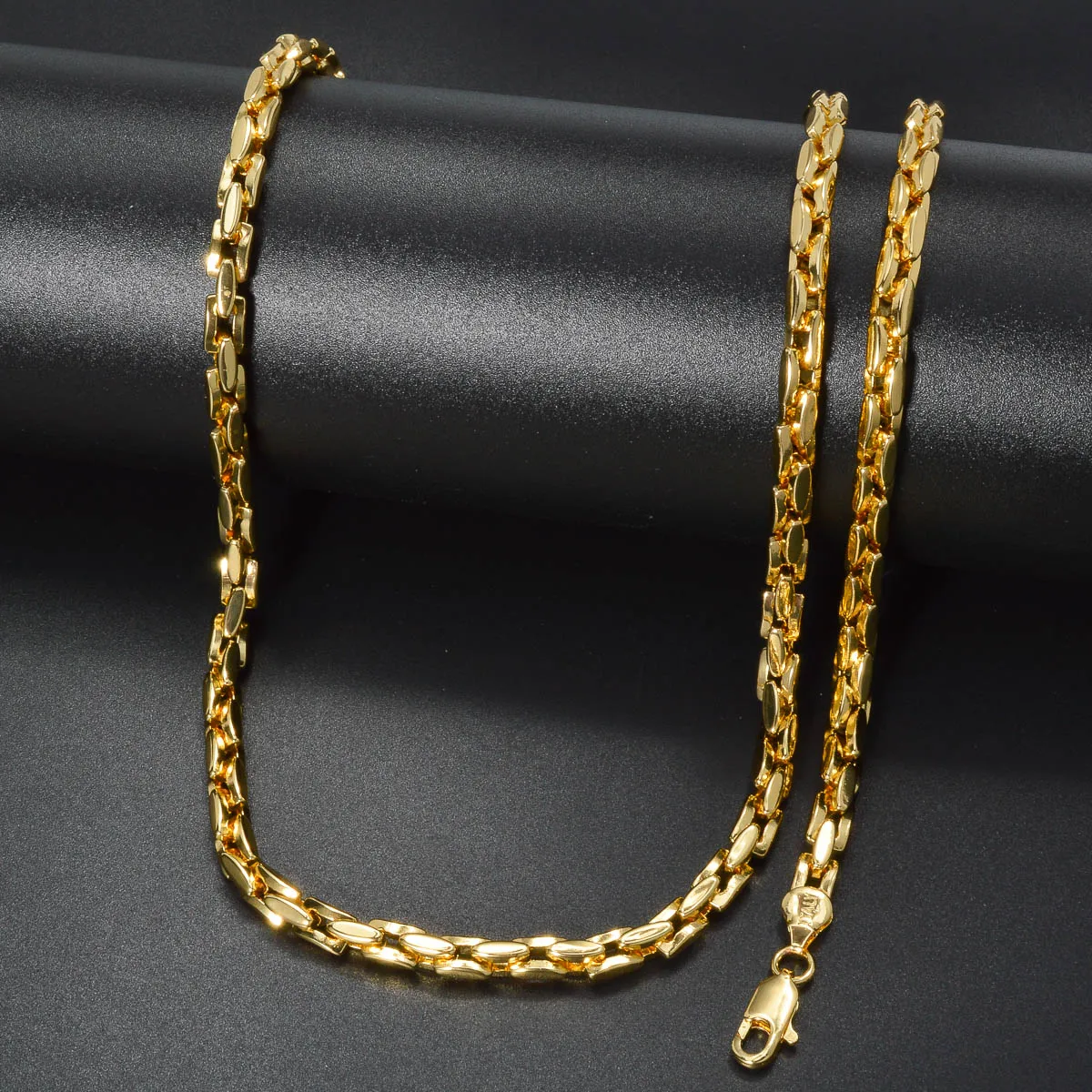 Italian 750 Men's Women's Copper Jewelry Set Simple Square Chain Long Necklace Hip Hop Suitable Daily Parties Versatile Gifts
