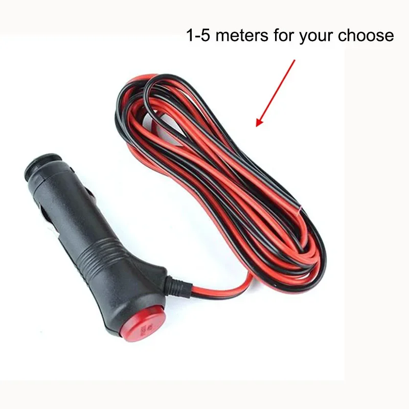 Car Motorcycle 12V-24V Cigarette Lighter Power Supply Adapter Plug Cable with ON-OFF Switch Button Built-in 10A Fuse