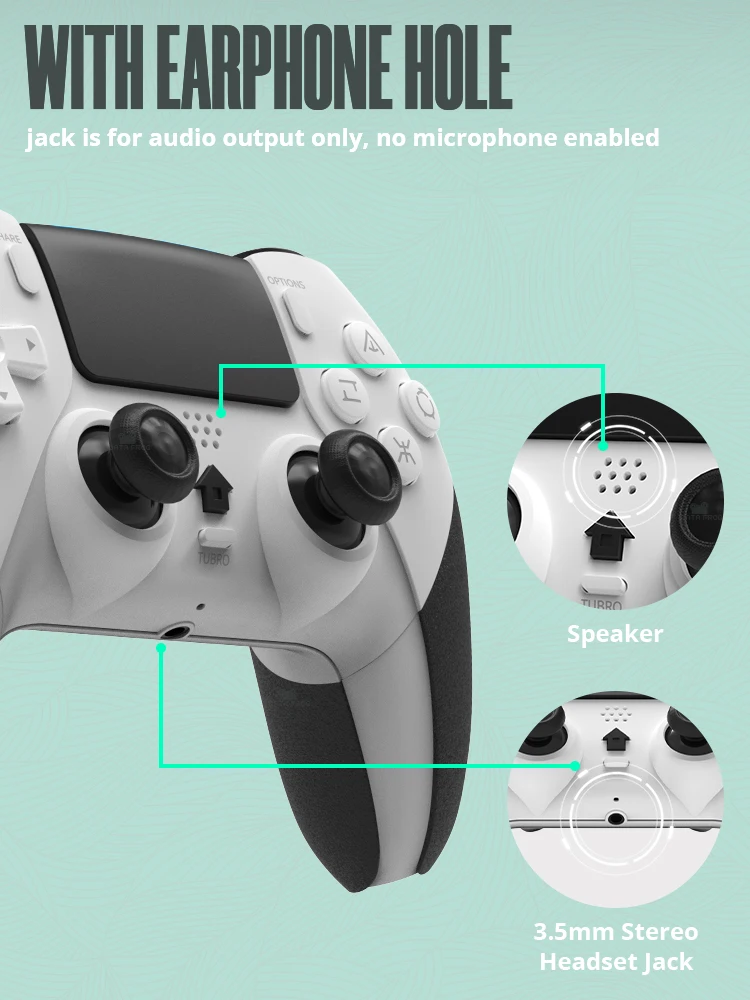 DATA FROG Kabelloser Gamecontroller für PS4 / für PS4 Pro / für PS4 Slim, Gamepad-Joystick für PC Dual-Vibration-Controller – Detail 6