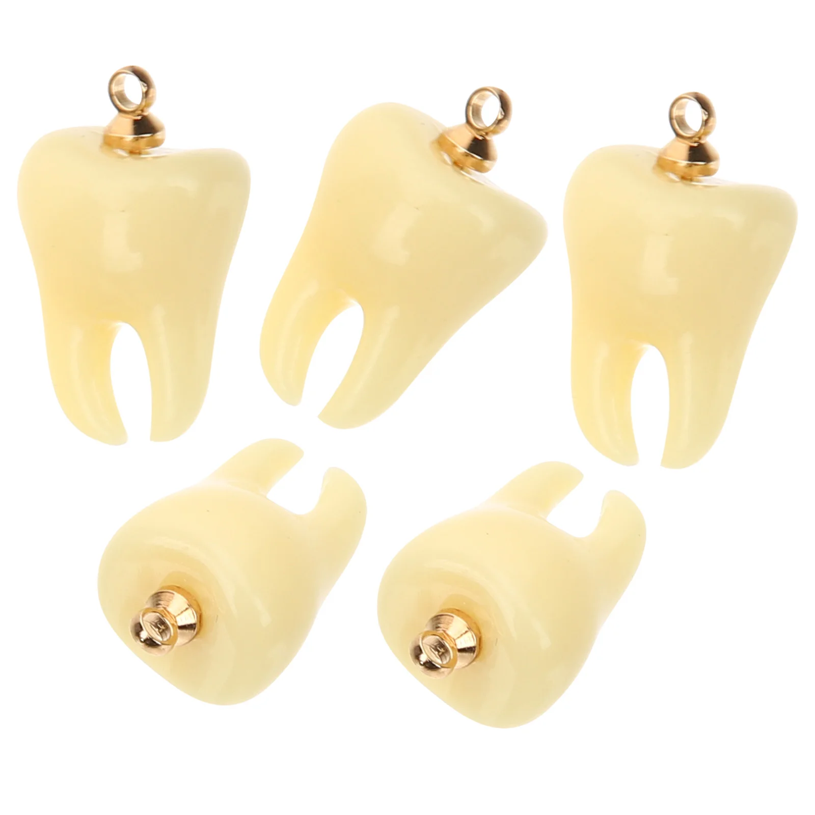 5 Pcs Tooth Shape Pendant Bracelet Charms Jewelry for DIY Craft Necklaces Teeth Mini