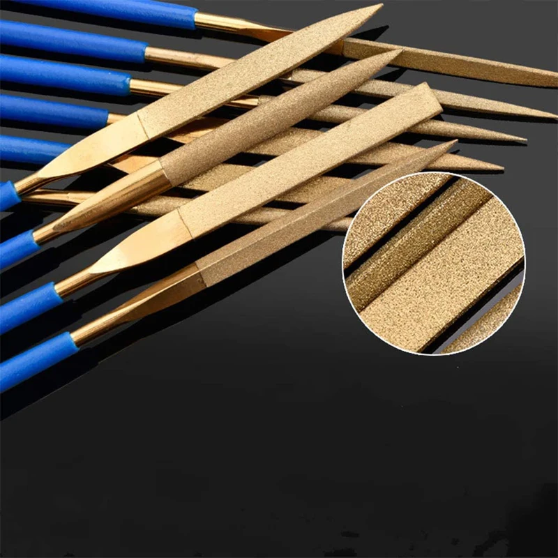 10/5pcs Mini Diamond Needle File Set 3x140mm DIY Wood Rasp File Needle Precision Hand Carving Tools for Glass Stone Jewelry