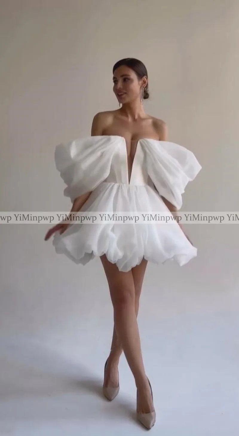 Vestido branco pequeno para mulheres 2025, ombro de fora, linha curta, vestidos de baile, coquetel, festa de aniversário, personalizado