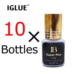 10 Bottles Original IB False Lash Glue Super Plus Makeup Tools Long Lasting Fast Dry Eyelash Extension 5ml Adhesive Golden Cap