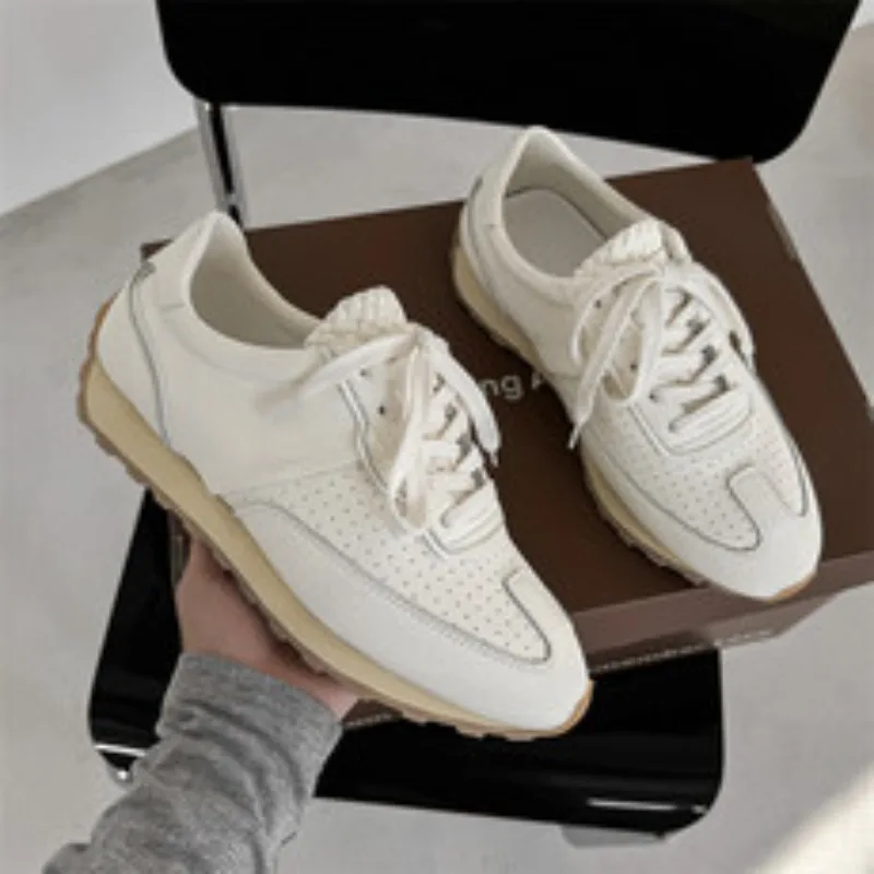 حذاء رياضة كاجوال مقاس كبير 43 44 إمرأة رجل مصمم ريترو أحذية رياضية موضة جلدية نسيج تنفس منصة مسطحة حذاء للجيم