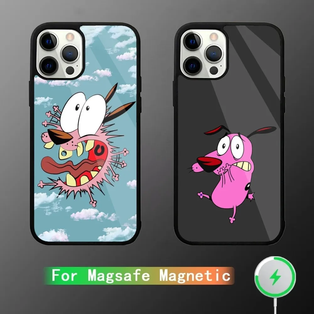 Cartoon C-Courage the C-Cowardly Dog Phone Case For iPhone 15,14,13,12,11,Plus,Pro,Max Mini Magsafe Magnetic Wireless Charging