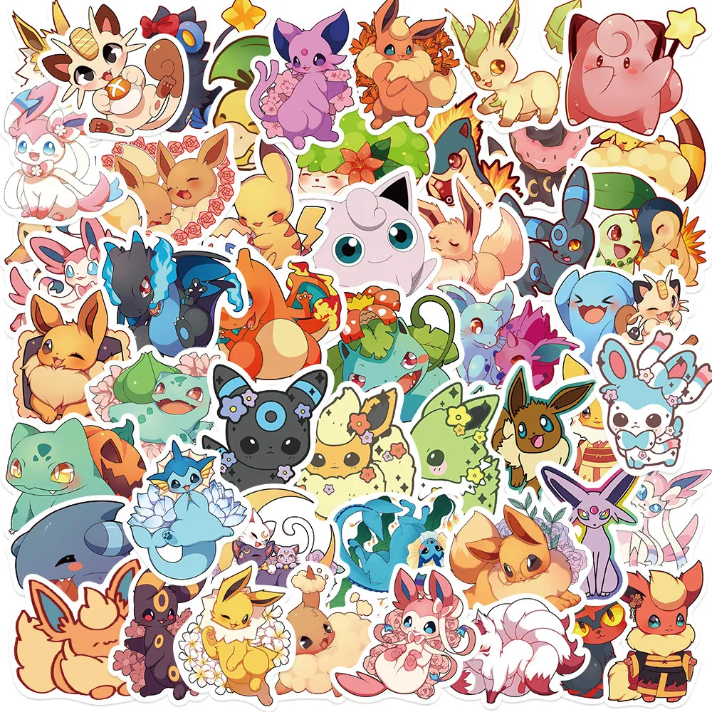 Paquete de 150 pegatinas de Pokémon, pegatinas de vinilo impermeables de Pikachu para ordenador portátil, diario, álbum de recortes, decoración DIY, pegatinas de dibujos animados bonitos para regalo ​