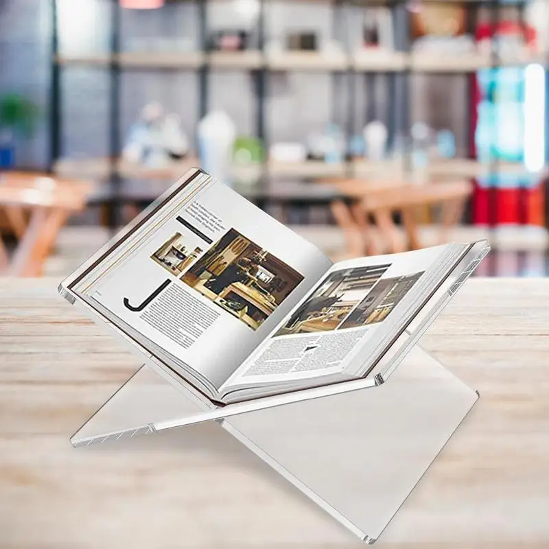 Imagem -05 - Abra o Suporte do Livro Acrílico Transparente Cookbook Art Book Stand Bíblia Guest Book Mesa de Café para Leitura