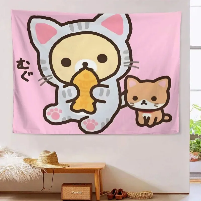 VIKAMA Kawaii Panda Wandteppich, japanischer niedlicher Cartoon-Ins-Stil, ästhetische Schlafzimmerdekoration, Geschenk