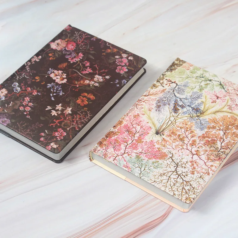 Bourne floral cover notebook vintage color horizontal line inner page with illustration diary student notepad