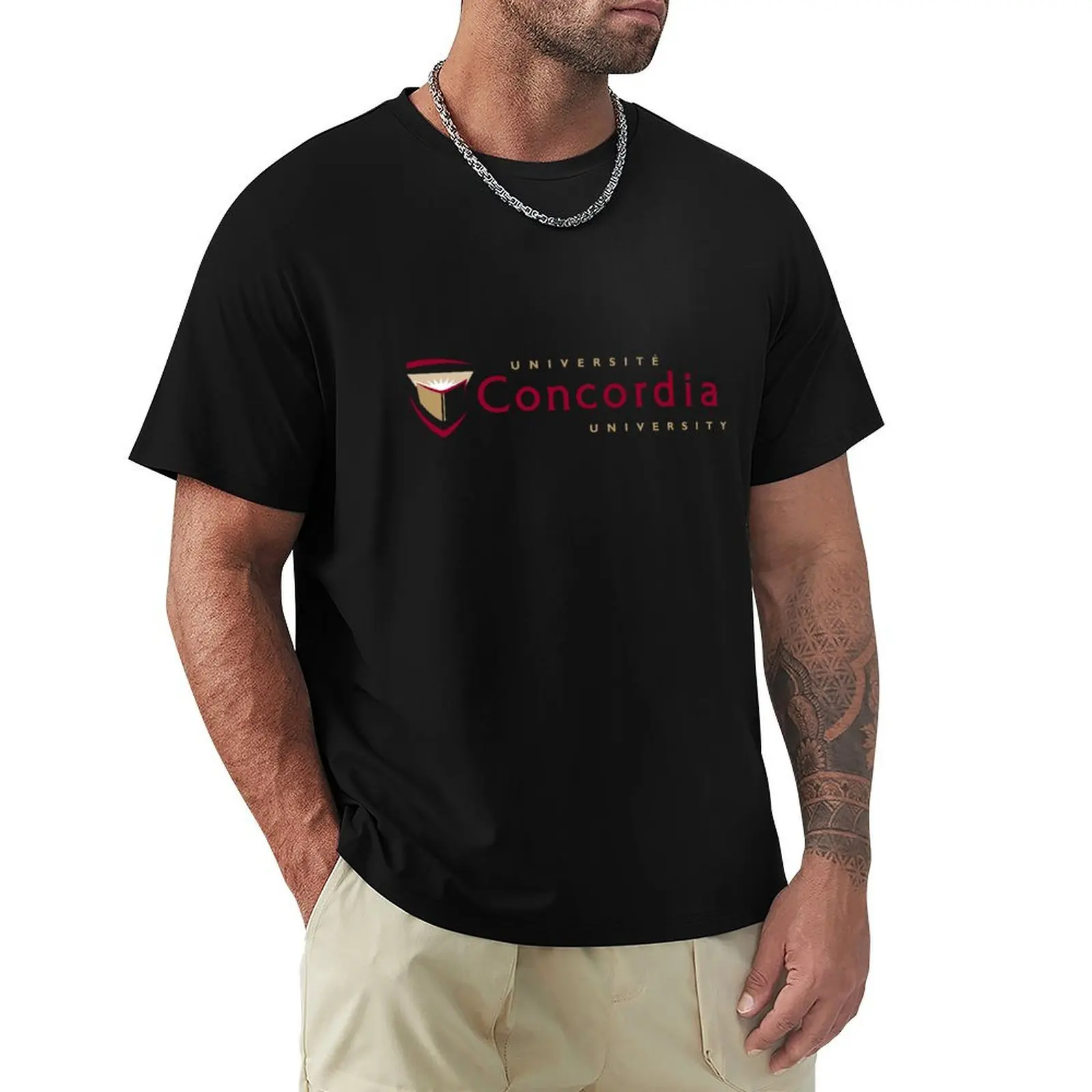 Camiseta con logotipo de concordia univ, camiseta básica de ajuste cómodo para hombre