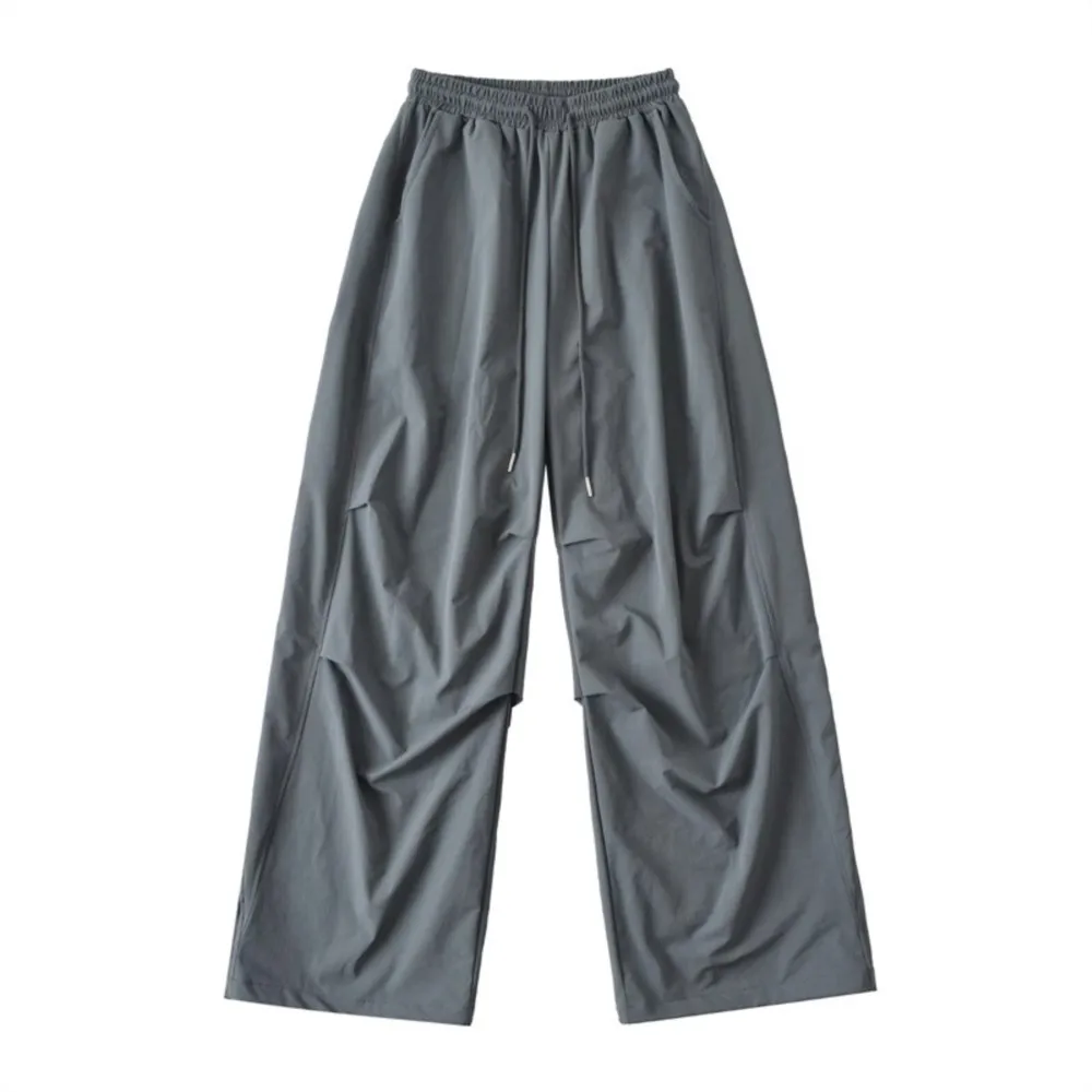2026 Casual Overalls Sweatpants Woman Loose Wide Legs Trouser Sports Street Style Solid Color Fashionable All-match Simple Style