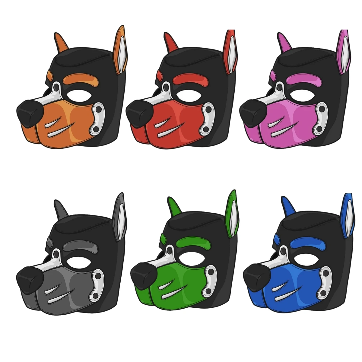 Unisex FullFace Dog Headgear Open Eyes Mouth Halloween Costume Sexy Fetish Mask with Hooded for Couples Game Party Play Props 3