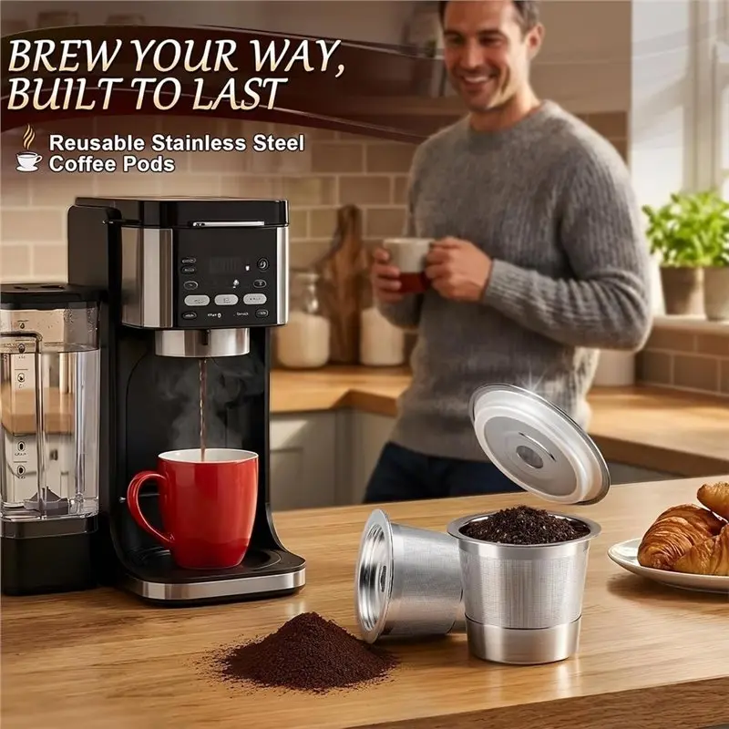 A02M-3 Pack Reusable Coffee Pods For Ninja PB051, PB041 & CFP101 Coffee Makers,Stainless Steel Permanent Coffee Filters
