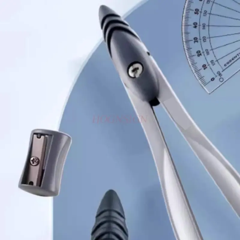 1pcs Compass: Students can use a metal compass, ruler, clip pen, lead core, professional portable multifunctional drawing tool