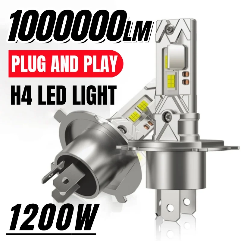 

1200W Automotive H4 LED Headlight Bulbs Plug-and-Play High-Brightness Large-Chip 6500K Fog Lights Auto Lamp for Cars