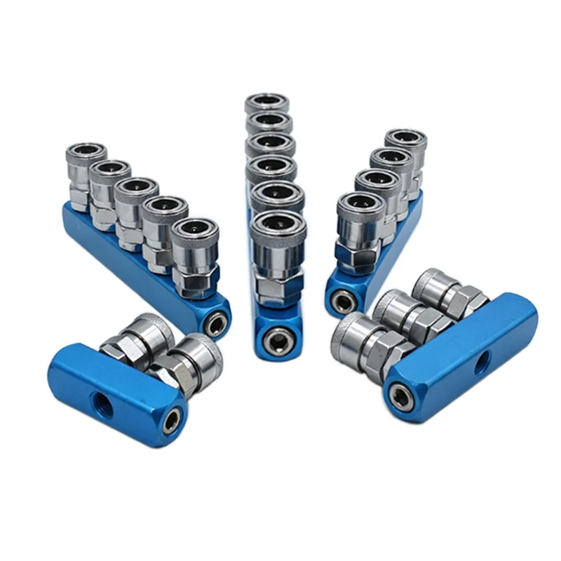 2/3/4/5/6 Ways JP Type Pneumatic Manifold Splitter Coupler Quick Fitting Air Gas Pump Compressor Connector With G1/4 Thread Plug