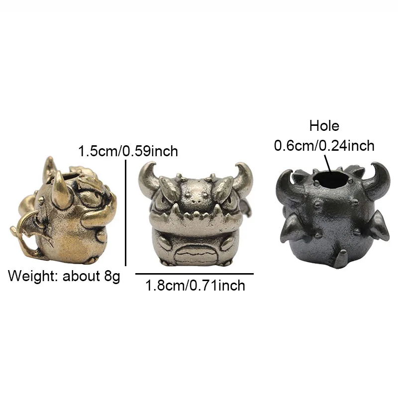 Cute Little Demon Brass Knife Beads EDC Outdoor Paracord Handmade DIY Bracelets Accessories Umbrella Rope Woven Lanyard Pendants