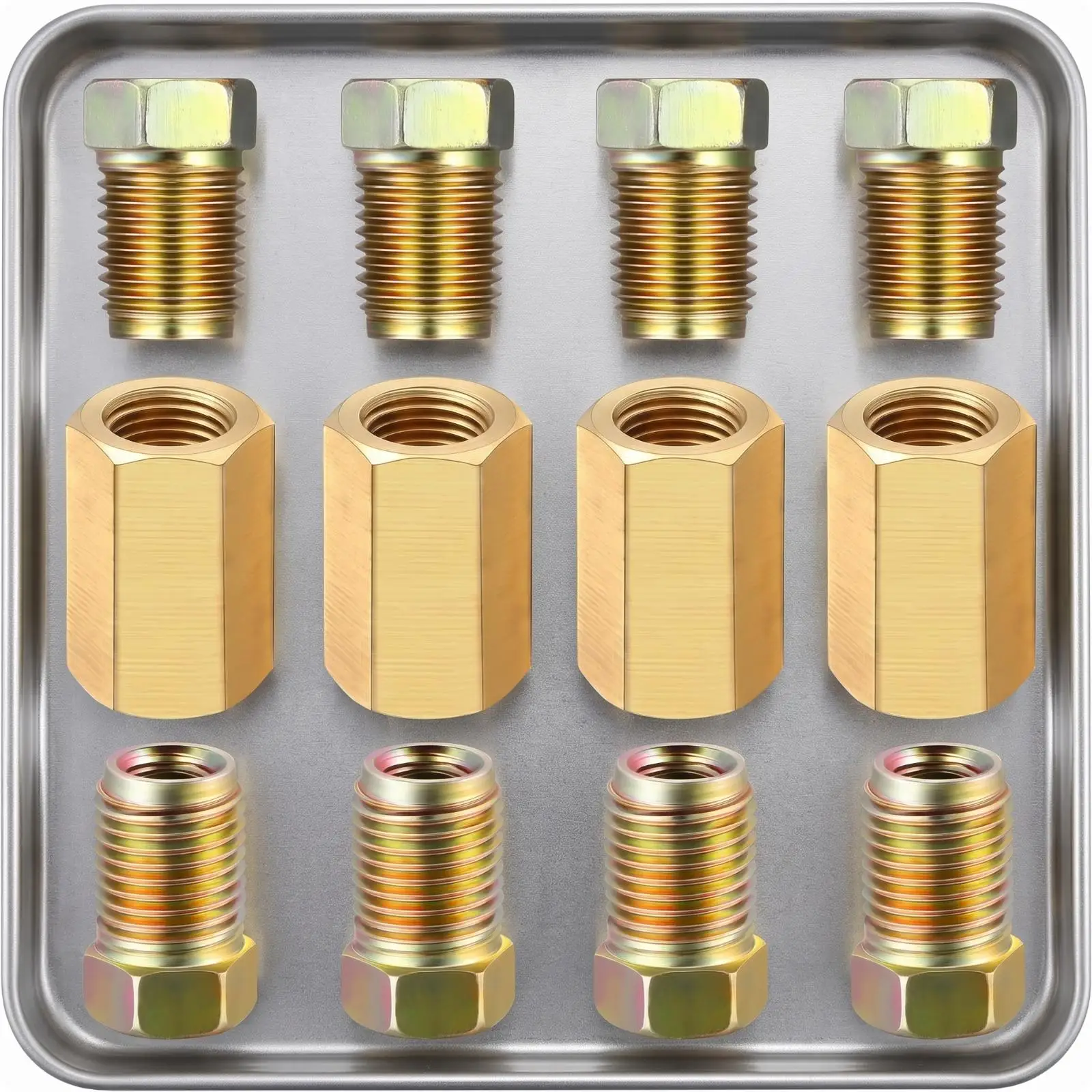 12 Pieces Brake Line Fittings | Universal Automotive Fit, Easy-to-Grip Hex Design, Fittings for 3/16 Inch Tubing