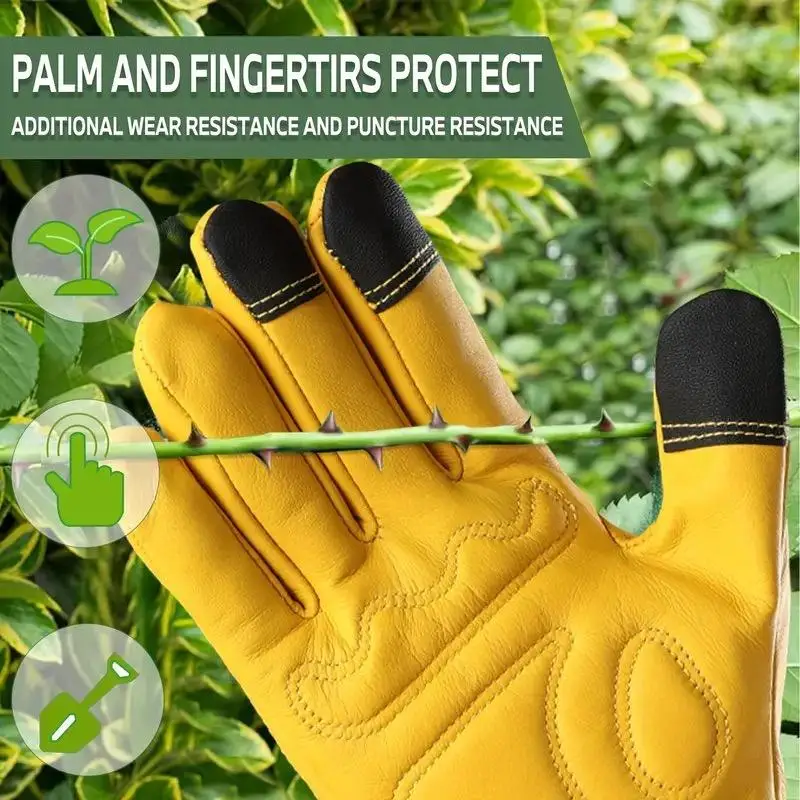 Cowhide Anti-stab Gloves Gardening Pruning Roses Rose Picking Pepper Anti-stab Peeling Chestnut Labor Protection Gloves
