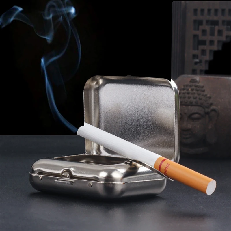 

1pcs Mini Portable Small Ashtray Car Pocket Ashtray Portable Stainless Steel Car Interior Waste Collection Supplies