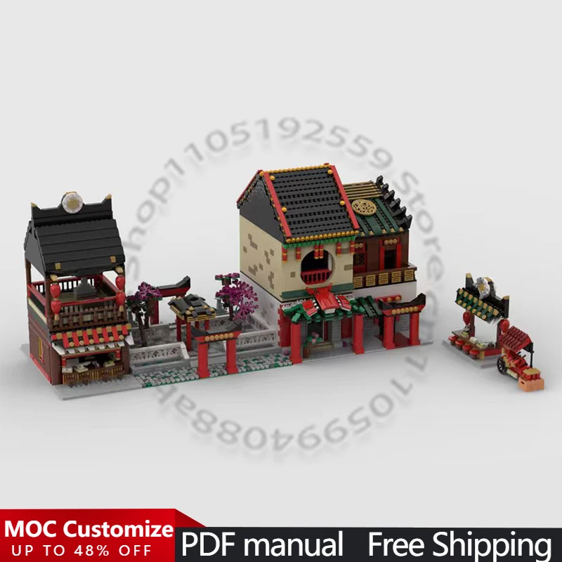 

6493 деталей, модульный конструктор «Китайская улица» | Конструктор из 6 модулей MOC, сборная модульная конструкция, игрушка для мальчиков, подарок на день рождения