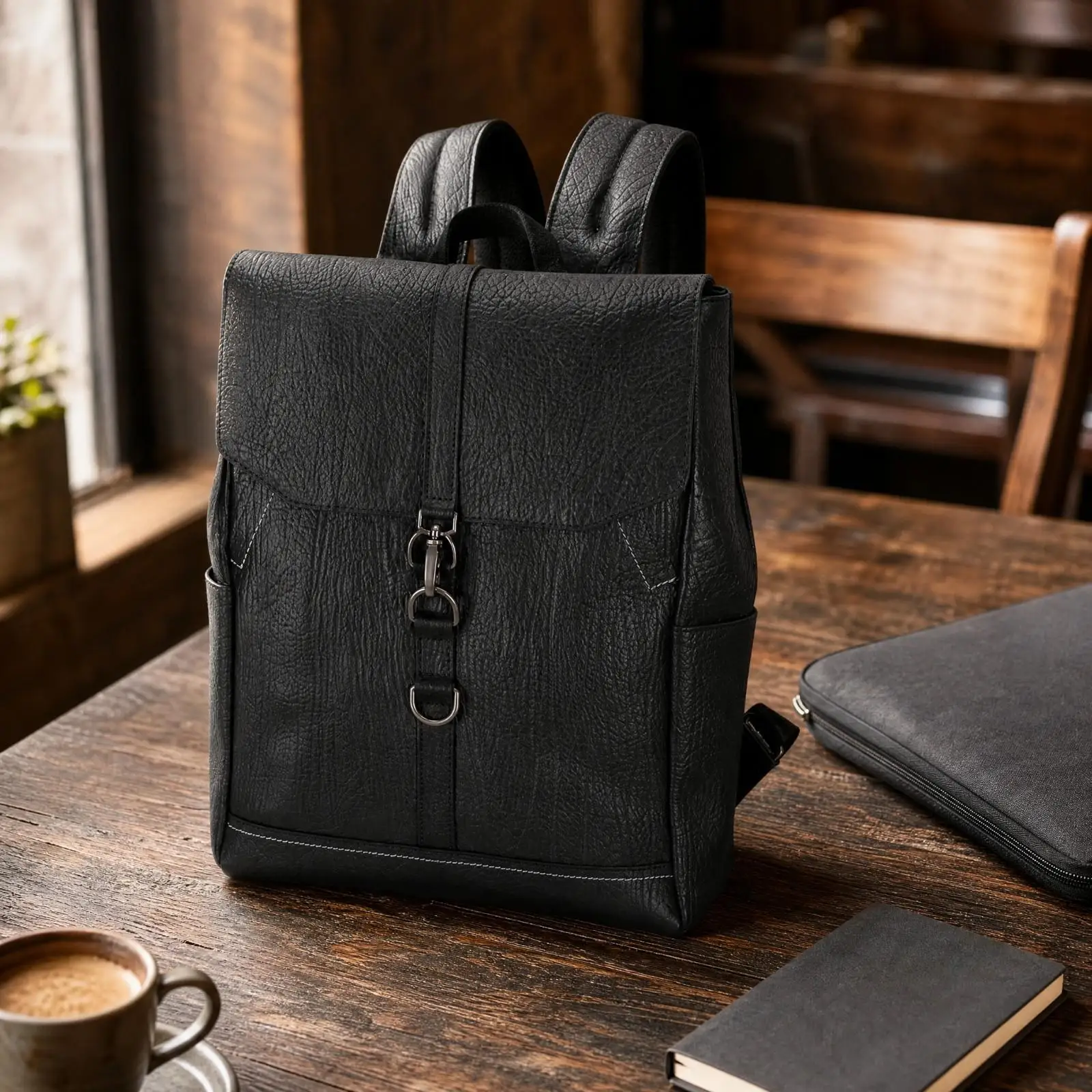 Top Layer Cowhide Travel Backpack Retro Canvas Rucksack for Work Weekend Trip 15 Inch Laptop Compartment Adjustable Straps