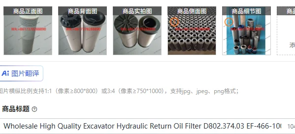 

Wholesale High Quality Excavator Hydraulic Return Oil Filter D802.374.03 EF-466-100 Return Oil Cartridge