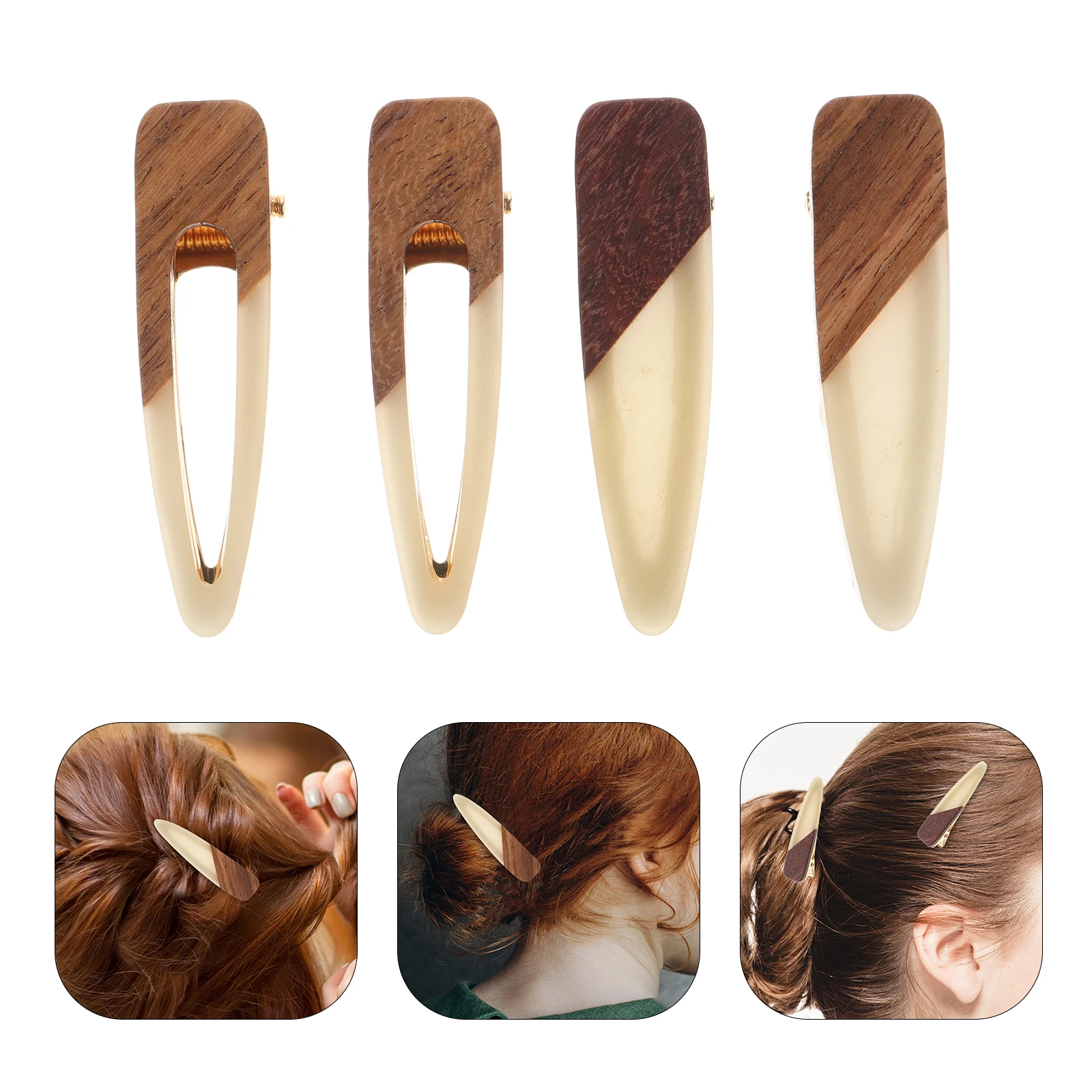 

4 PCS Hair Barrettes Cute Pins Simple Decorative Hairpins Green Small Clips Baby